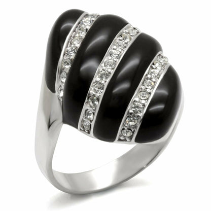 High-polished 925 sterling silver ring with a large crystal, featuring intricate design details, by Turquoise Tiger.