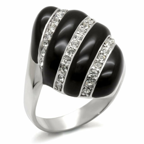 High-polished 925 sterling silver ring with a sparkling top-grade crystal from Turquoise Tiger, shown with a smooth, reflective surface.