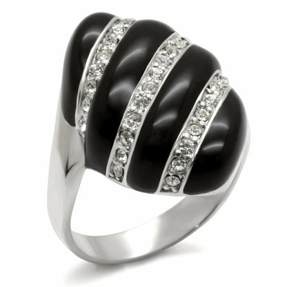 High-polished 925 sterling silver ring with a sparkling top-grade crystal from Turquoise Tiger, shown with a smooth, reflective surface.