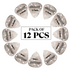 Start2Finish 12-pack guitar picks with light to extra heavy celluloid material, suitable for acoustic and electric guitars.