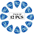 Set of 12 Start2Finish 5 core guitar picks in light, medium, heavy, and extra heavy celluloid for acoustic and electric guitars