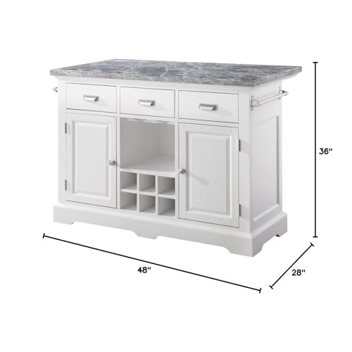 Start2Finish Zermatt Kitchen Island with wooden countertop, storage shelves, and drawers, shown in a modern kitchen setting.