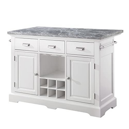 Start2Finish Zermatt Kitchen Island with wooden countertop and storage drawers, showcasing a modern furniture design.