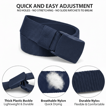 Black Lavender XGear tactical nylon belt with adjustable strap and plastic buckle for outdoor and casual wear.