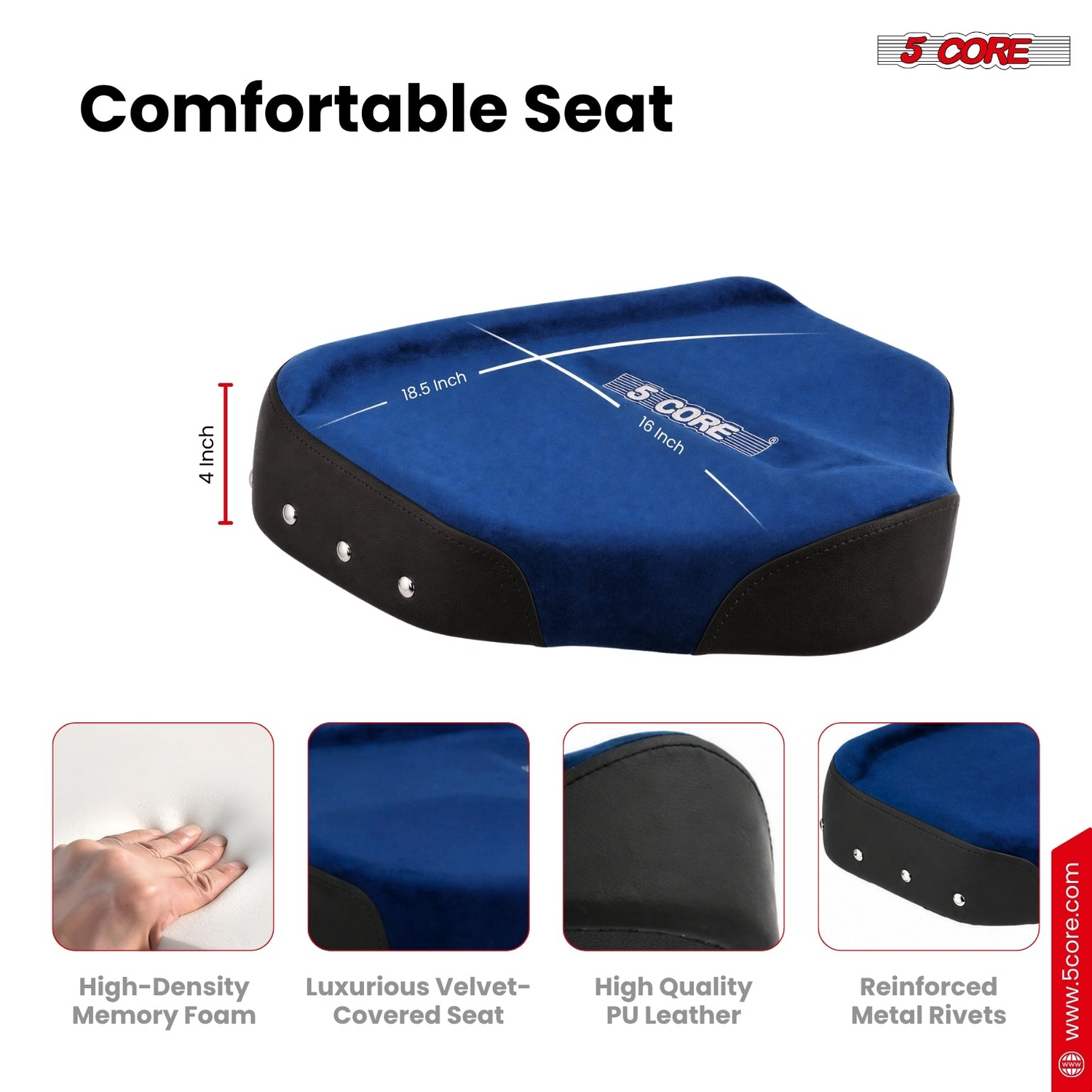 Start2Finish 5 Core Drum Throne with backrest, 4-inch padded seat, airlift adjustable drummer chair for musical instruments.