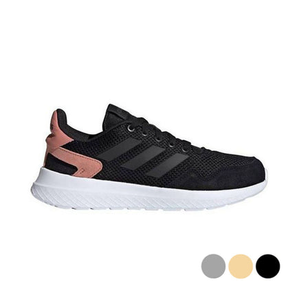 Adult Adidas Archivo running shoes with white and black design, featuring breathable mesh and cushioned soles for sports and outdoor activities.