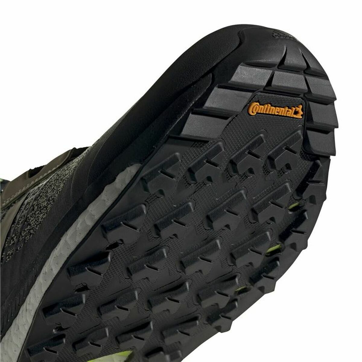 Black Adidas Terrex Free Hiker hiking boots for men, designed for camping and outdoor adventures, shown in a detailed product image.