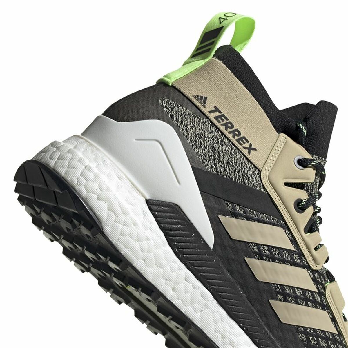 Black Adidas Terrex Free Hiker hiking boots for men, designed for camping and outdoor adventures, with rugged traction and support.