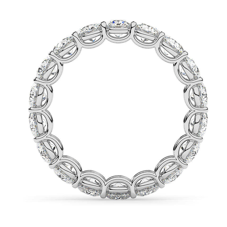 Start2Finish AGI Certified 2 CTW round lab-grown diamond eternity band in 14K white gold, featuring sparkling diamonds.