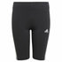 Black Adidas Essentials sports leggings with 3 stripes, featuring a snug fit and stretchy fabric for active wear.