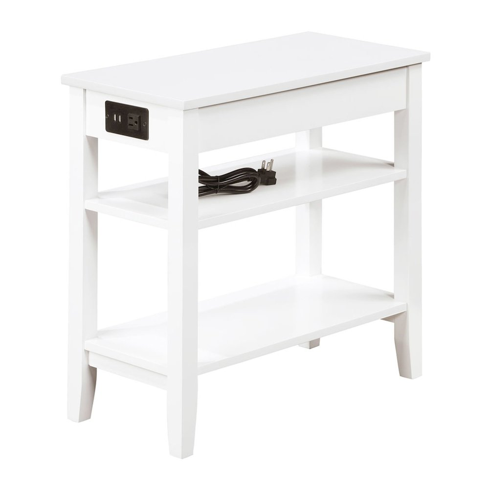 Start2Finish American Heritage chairside end table with one drawer, charging station, and shelves, featuring wood finish and modern design.