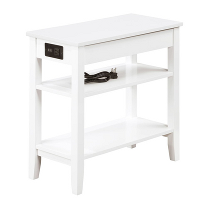 Start2Finish American Heritage chairside end table with one drawer, charging station, and shelves, featuring wood finish and modern design.