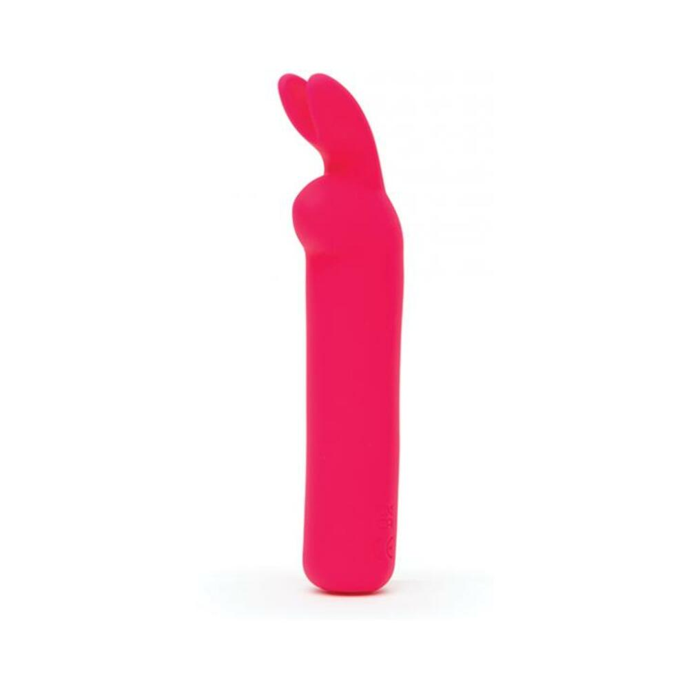 Pink Happy Rabbit Rechargeable Bullet vibrator by Start2Finish, shown with smooth, curved design and control button.