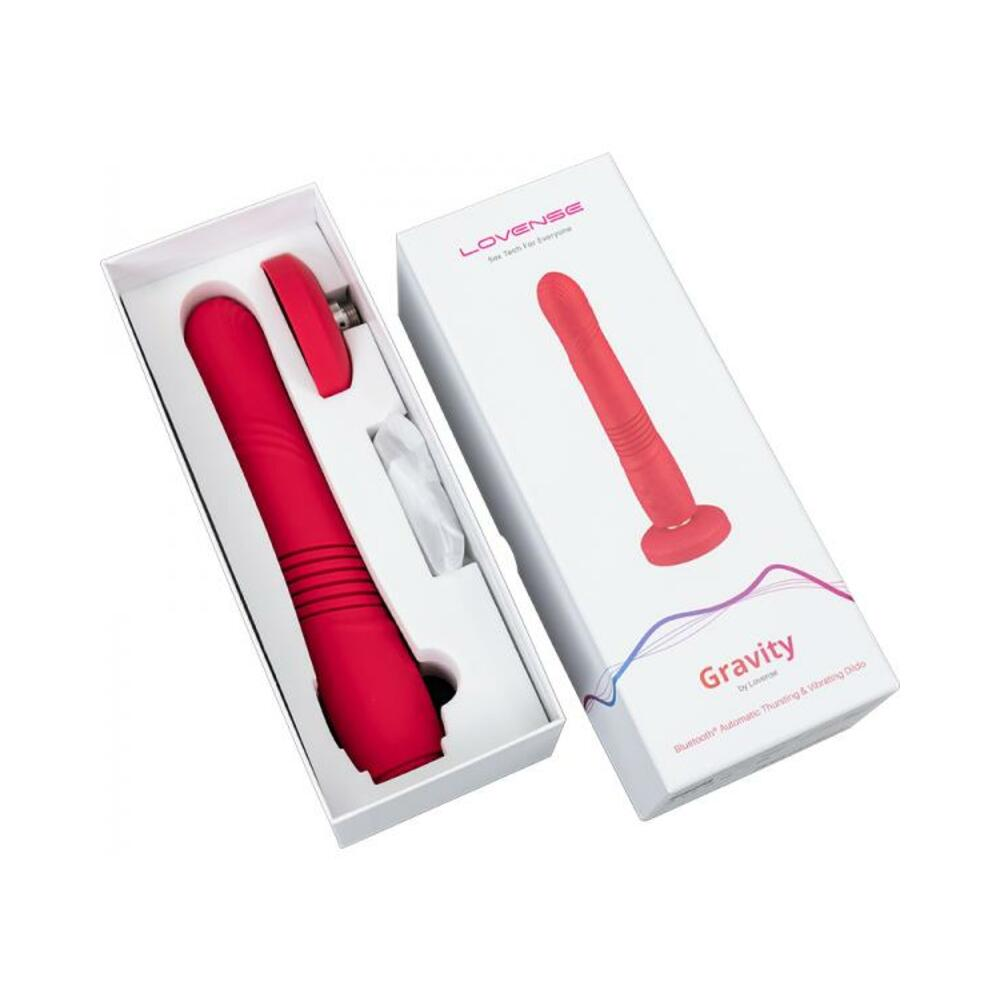 Lovense Gravity thrusting dildo from Start2Finish, adult product featuring realistic design and thrusting motion for intimate pleasure.