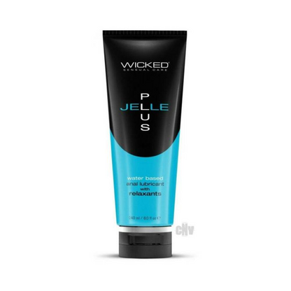 Start2Finish Wicked Jelle Plus anal lubricant with relaxants in 8oz bottle, showing the product container and packaging.