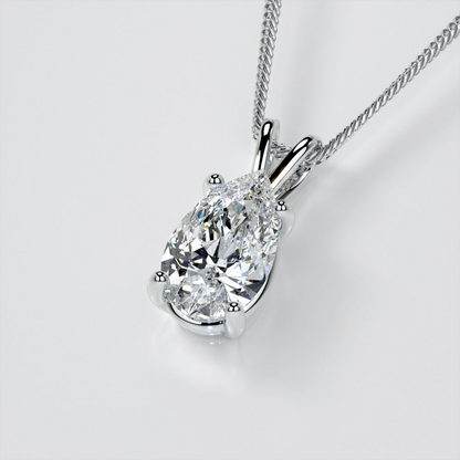 Start2Finish 2.00 CTW AGI Certified Pear-Cut Lab-Grown Diamond Pendant in 14K White Gold, showcasing a sparkling elegant necklace.