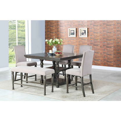 Start2Finish Caswell Counter Table with wooden surface and sturdy metal legs, ideal for kitchen or dining space.