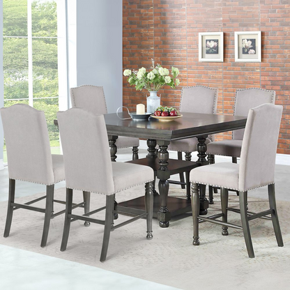 Start2Finish Caswell 7-piece counter set with sleek stainless steel utensils and black handles, displayed on a modern kitchen countertop.