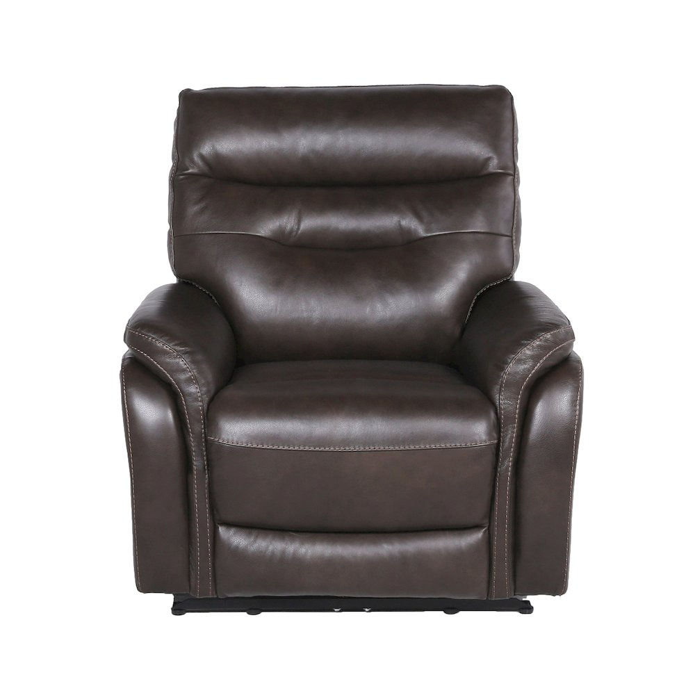 Start2Finish Fortuna recliner with power and coffee-colored upholstery, featuring plush cushioning and ergonomic design.