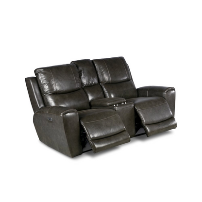 Start2Finish Laurel Pwr-Pwr Console Loveseat showing plush fabric, built-in console, and modern furniture design.