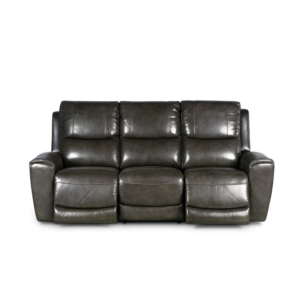 Start2Finish Laurel Pwr-Pwr sofa in grey fabric with plush cushions and modern design, shown in a cozy living room setting.