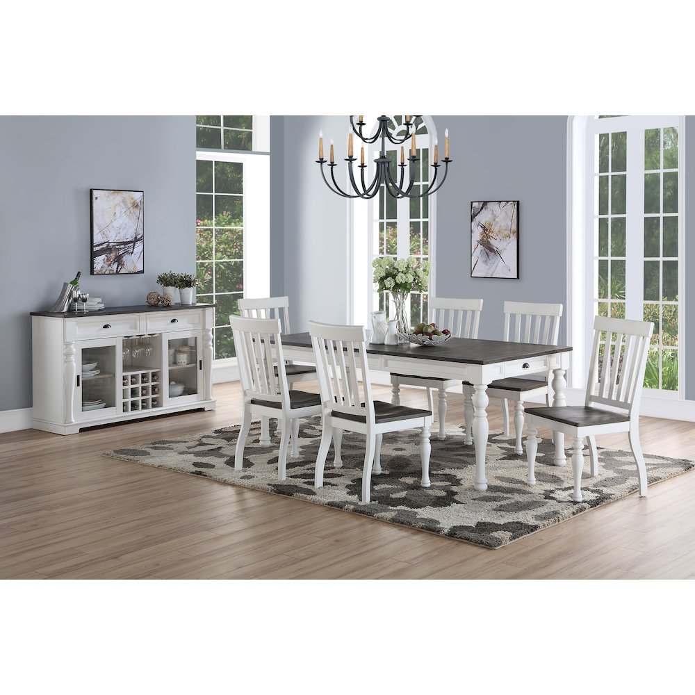 Start2Finish Joanna two-tone 7-piece dining set featuring a table and six matching chairs in a modern design.