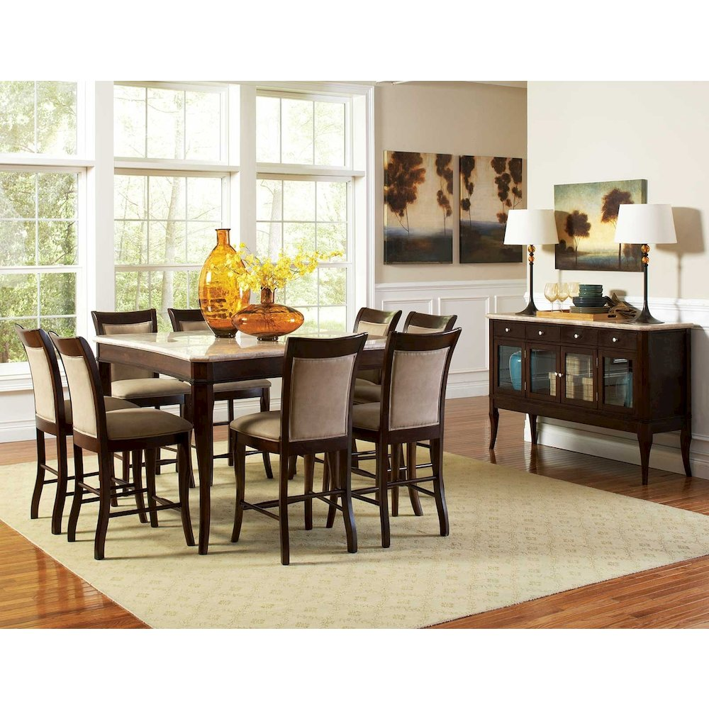 Start2Finish Marseille marble top sideboard with wooden cabinet and sleek marble surface, modern storage furniture for living or dining room.