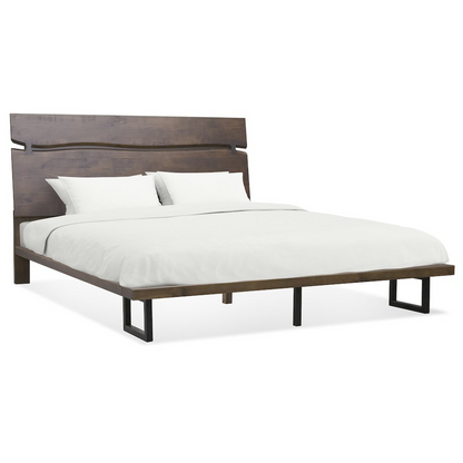 Start2Finish Pasco Queen Bed with wooden frame and headboard, shown in a modern bedroom setting.