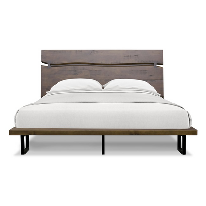 Start2Finish Pasco Queen Bed with wooden frame and headboard, shown in a cozy bedroom setting.
