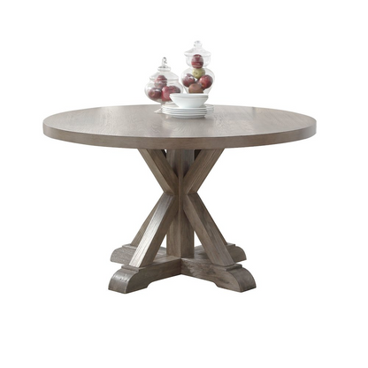 Start2Finish Molly round dining table, 48-inch diameter, with a sleek wooden surface and sturdy base, perfect for dining spaces.