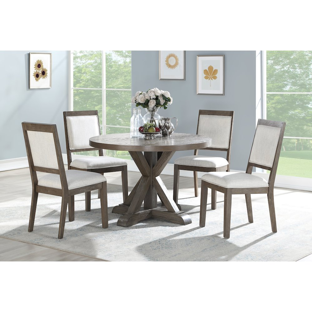 Start2Finish Molly round dining table, 48-inch wood table with smooth finish and sturdy legs, ideal for kitchen or dining room.