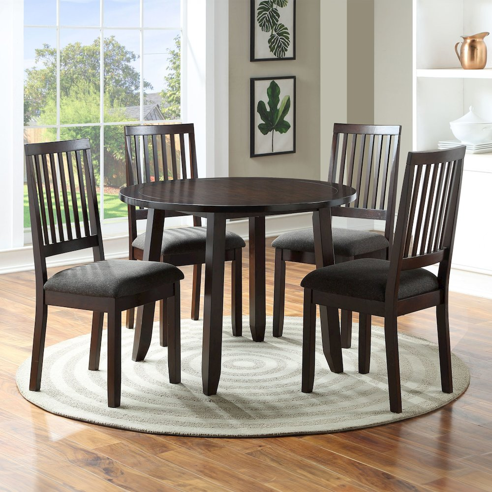 Start2Finish Yorktown 5-piece dining set featuring a wooden table and four matching chairs with cushioned seats.