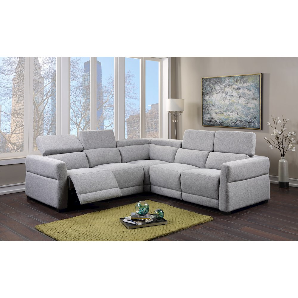 Start2Finish Isla Power Reclining Sectional sofa with plush cushions, modern design, and reclining seats in a living room setting.