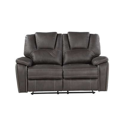 Katrine Charcoal Manual Loveseat by Start2Finish with soft fabric upholstery and plush cushioning for comfortable seating.