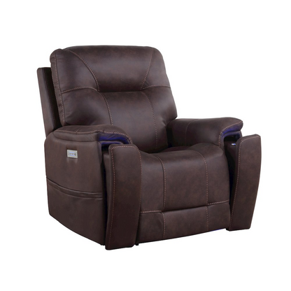 Start2Finish Lexington Power Media Recliner in dark gray fabric, showing plush cushioning and built-in control panel.
