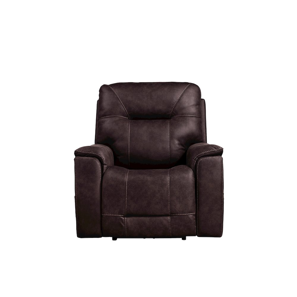Start2Finish Lexington Power Media Recliner in dark leather with plush cushioning and built-in electronic controls.