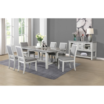 Canova Gray marble top dining table by Start2Finish, featuring a modern design with sleek marble surface and sturdy wooden legs.