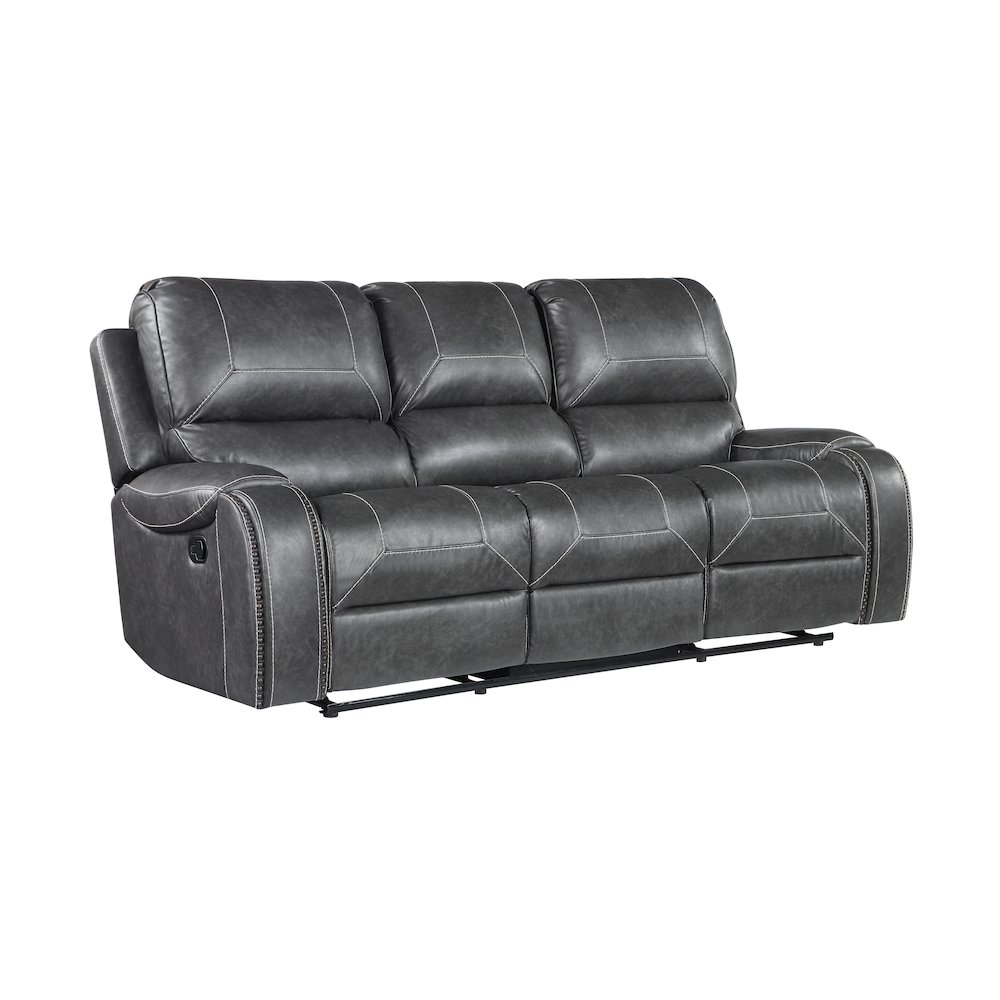 Start2Finish Keily Manual Reclining 3-Piece Furniture set with plush cushions and fabric upholstery, showing a sofa, loveseat, and armchair.