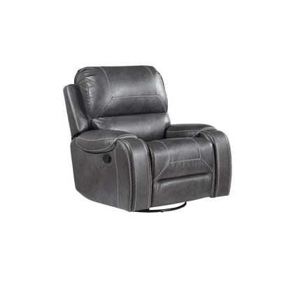 Gray Keily manual recliner from Start2Finish, showing plush fabric upholstery and side lever for relaxing seating.