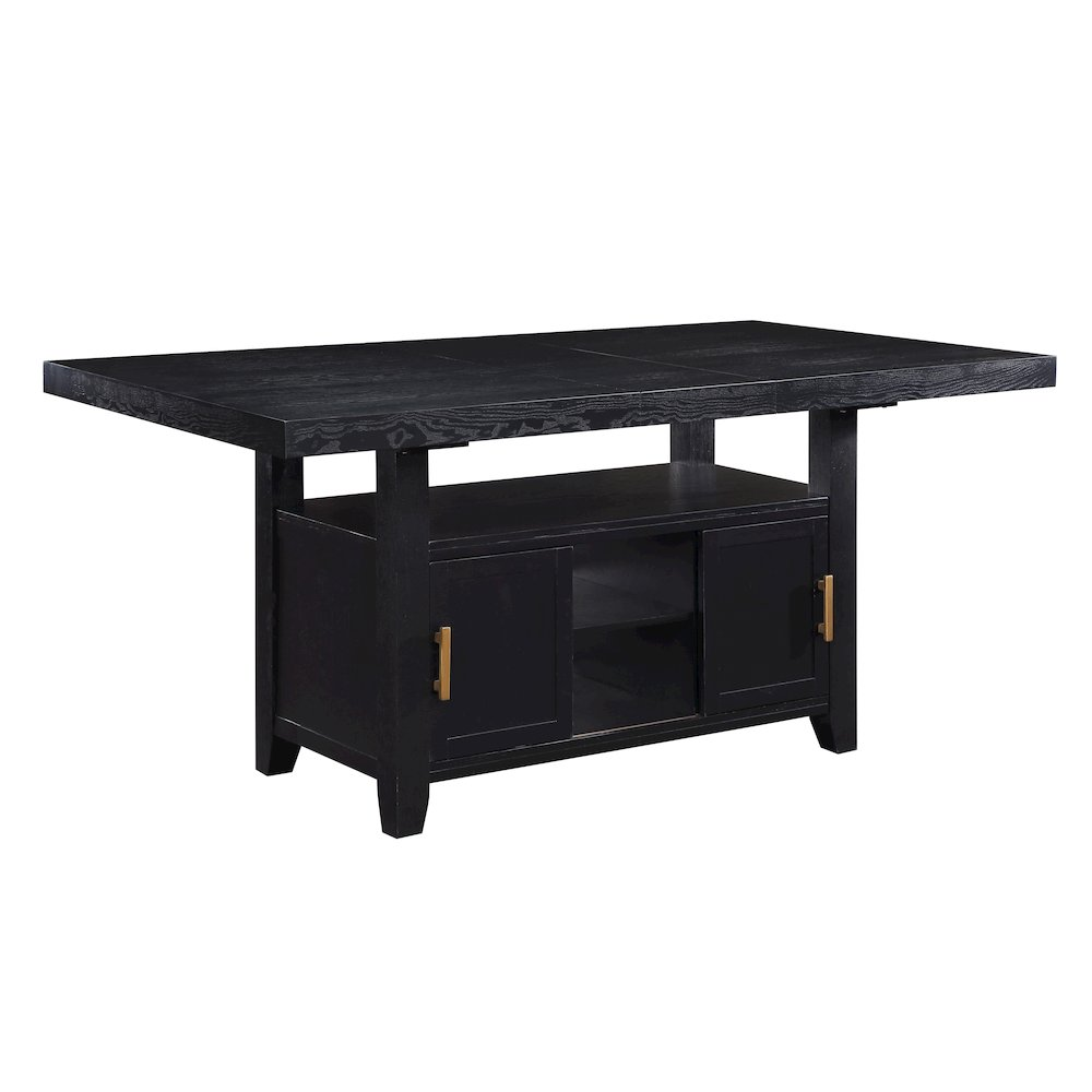 Yves Black Counter Table with Storage by Start2Finish, showcasing a modern furniture piece with a sleek black finish and built-in storage.