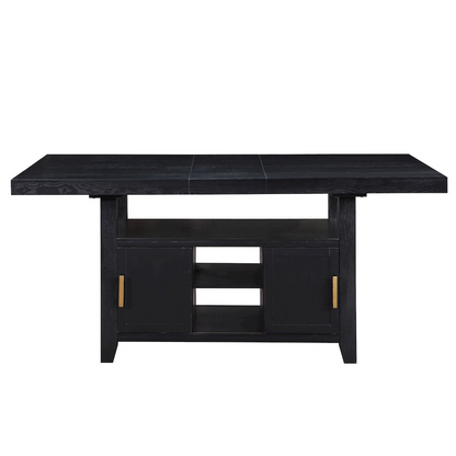 Yves Black Counter Table with Storage by Start2Finish, featuring a sleek black finish and built-in storage compartments.