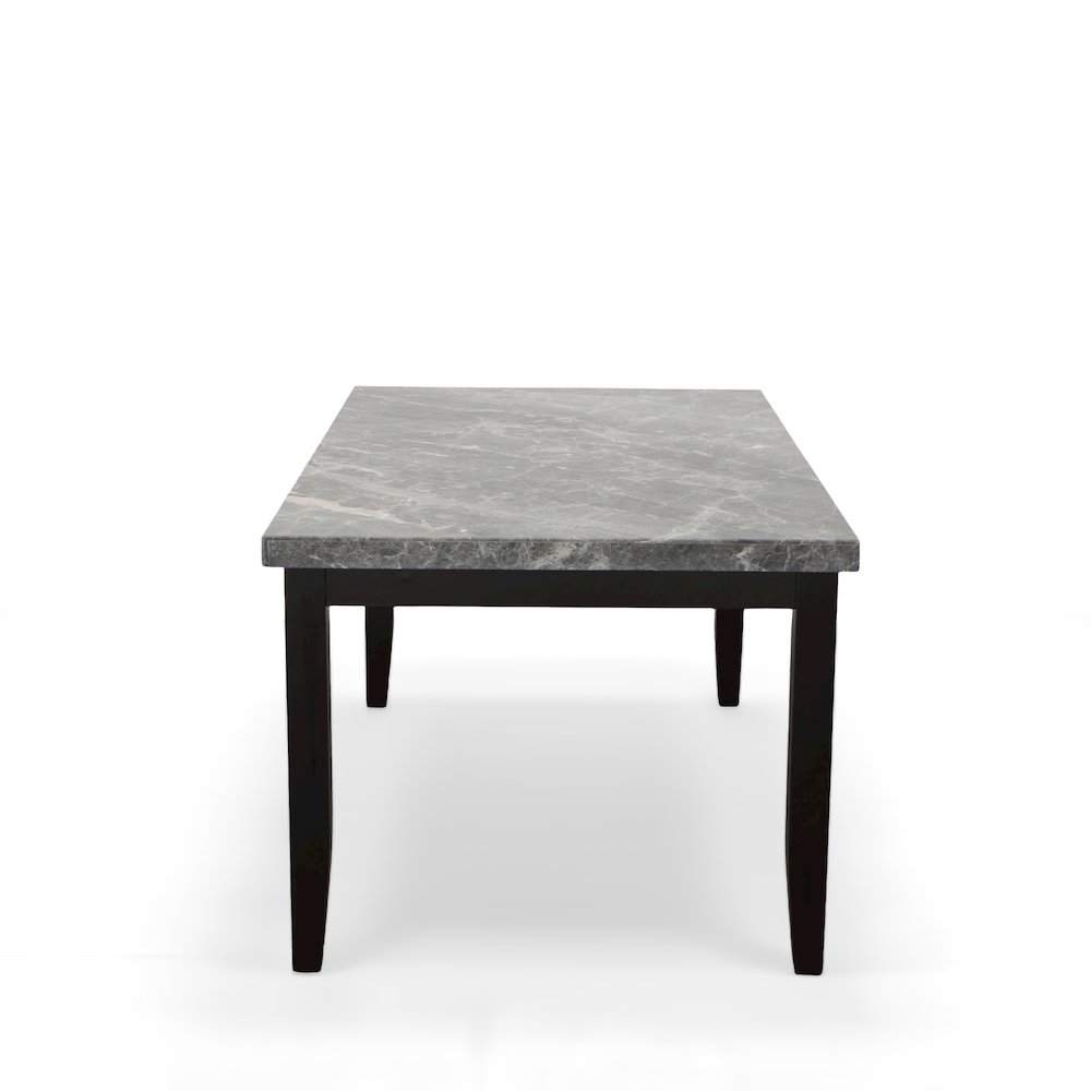 Start2Finish Napoli 64-inch gray marble dining table with sleek modern design and sturdy metal legs.