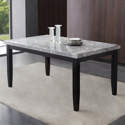 Start2Finish Napoli 64-inch gray marble dining table with sleek legs and smooth surface, perfect for modern dining rooms.