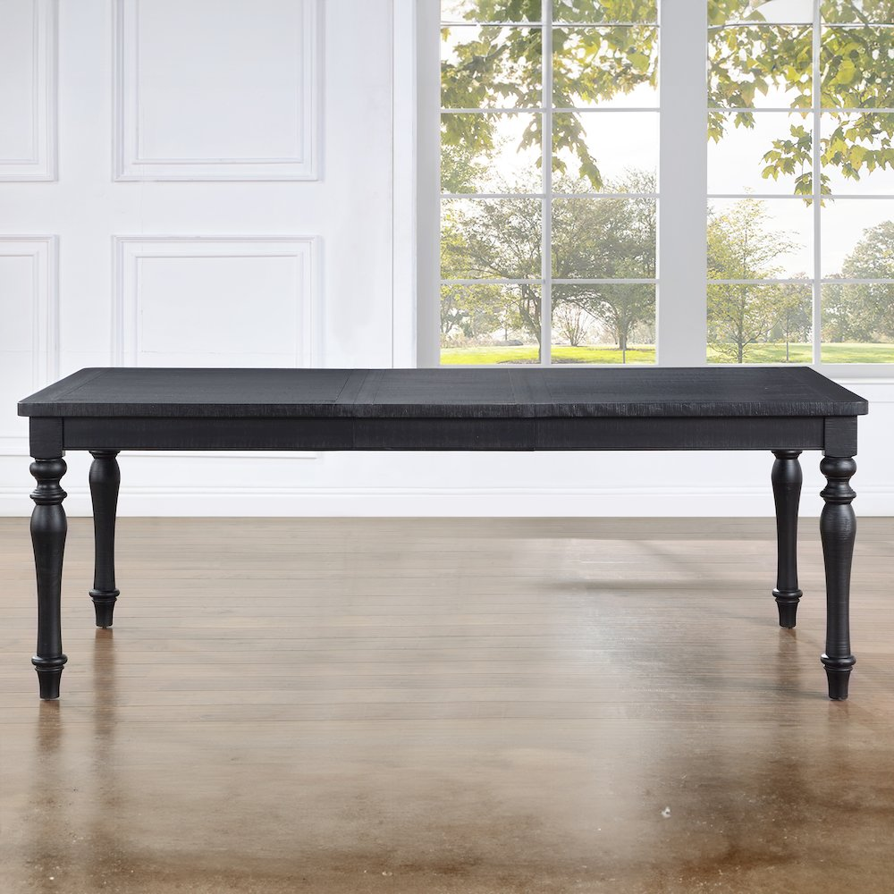 Start2Finish Odessa 66-84-inch dining table with 18-inch leaf, showcasing the wooden surface and expandable design for versatile dining space.