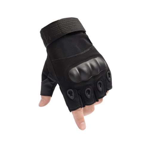 Black Lavender tactical fingerless airsoft gloves with padded palms for outdoor sports, paintball, and tactical equipment.