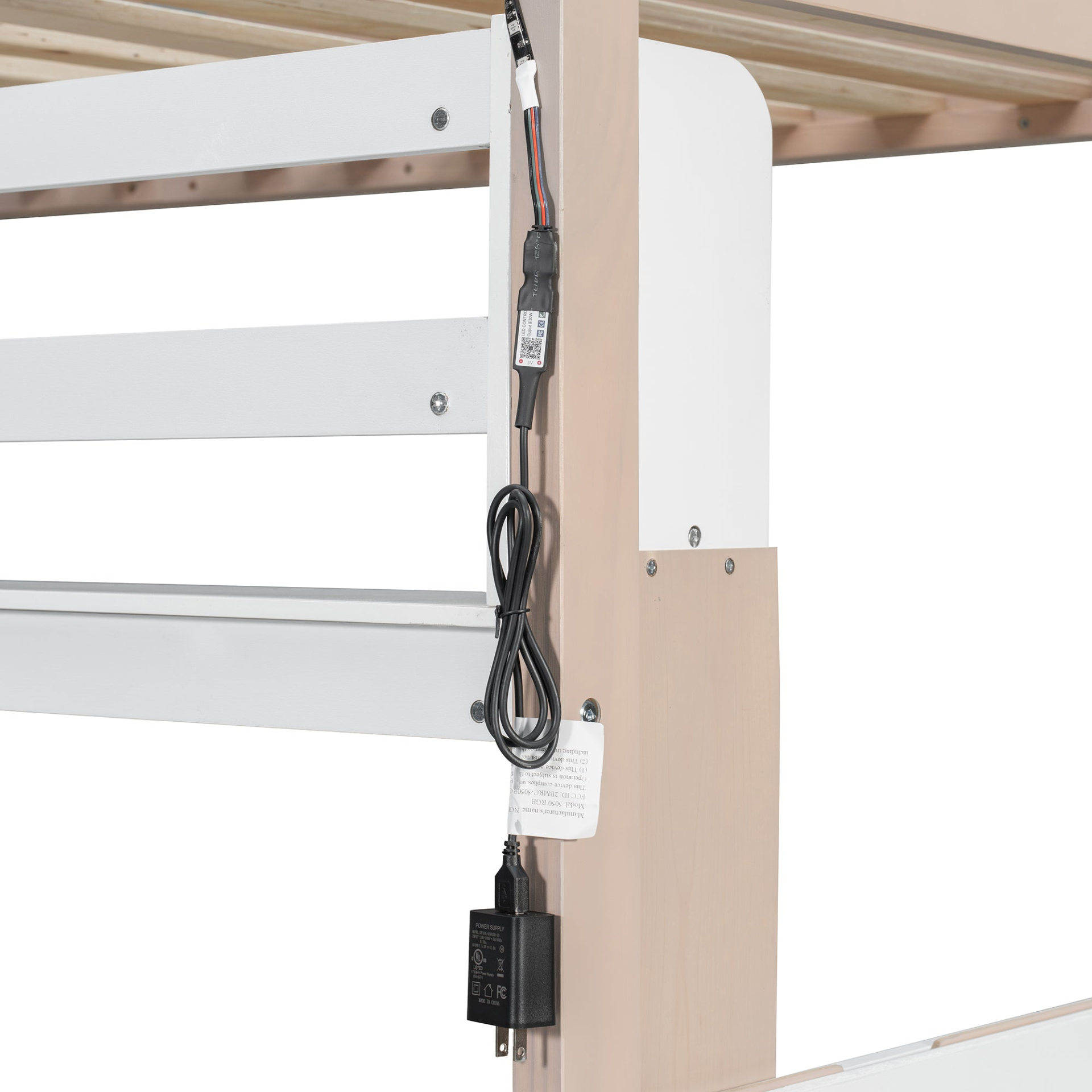 White and antique pink solid wood bunk bed with drawers and shelves, ideal for bedrooms and guest rooms by Start2Finish.