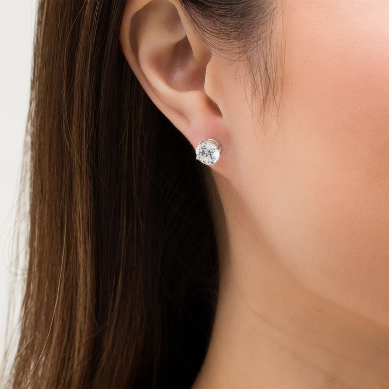 Lab grown diamond stud earrings with 3.00 CTW in 14k gold, round cut G-VS, certified by AGI.