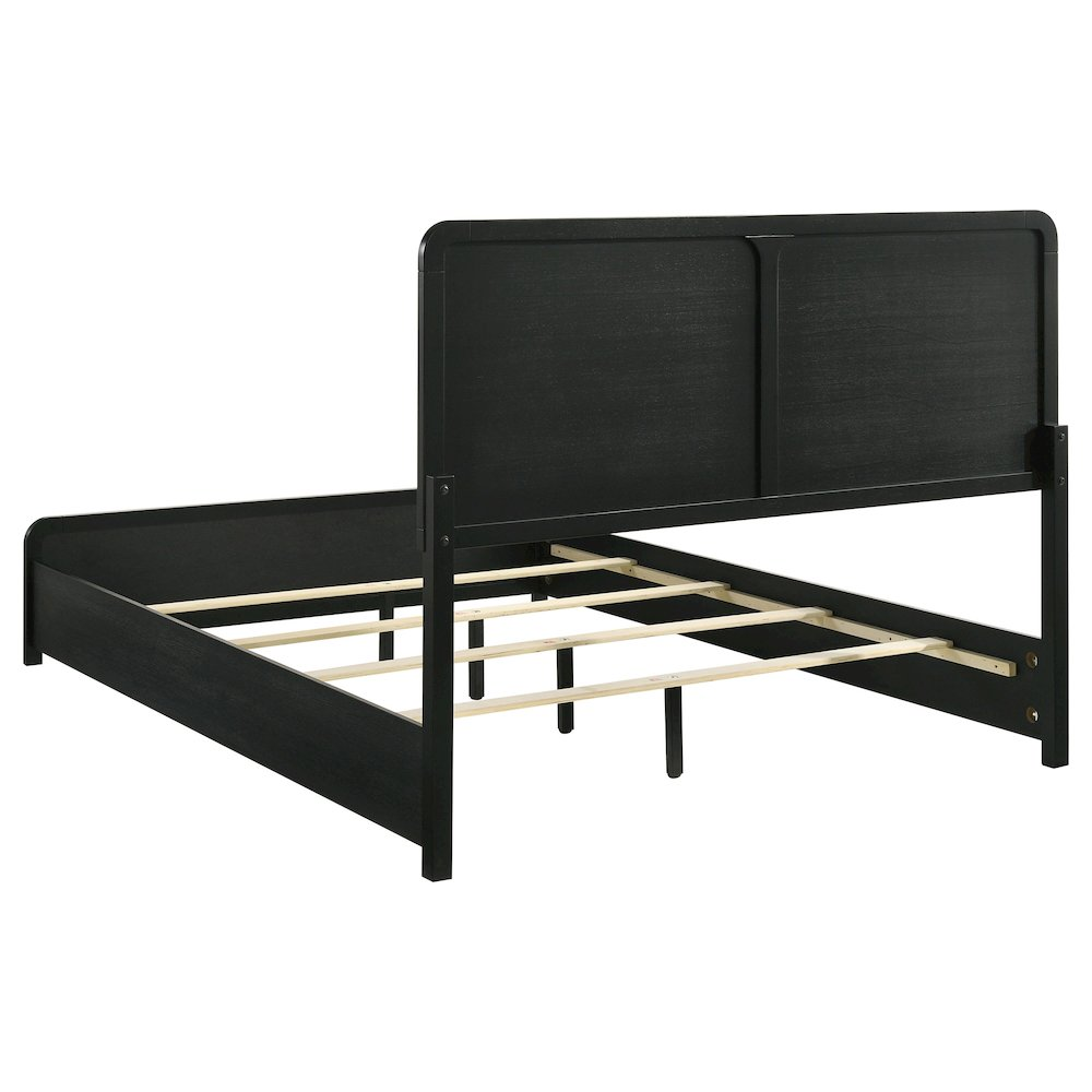 Start2Finish Cavelle 51-inch black upholstered queen bed with plush headboard and sleek frame, stylish and comfortable bedroom furniture.