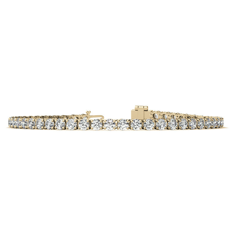 Start2Finish 6ctw Lab Created Moissanite Tennis Bracelet with 3mm stones in white or 14K gold plated finish, close-up of bracelet design.