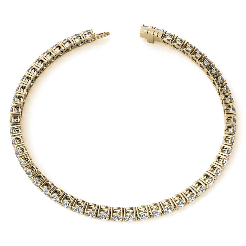 Start2Finish 6ctw lab-created moissanite tennis bracelet with 3mm stones in white or 14K gold plated finish, showcasing sparkling jewelry.